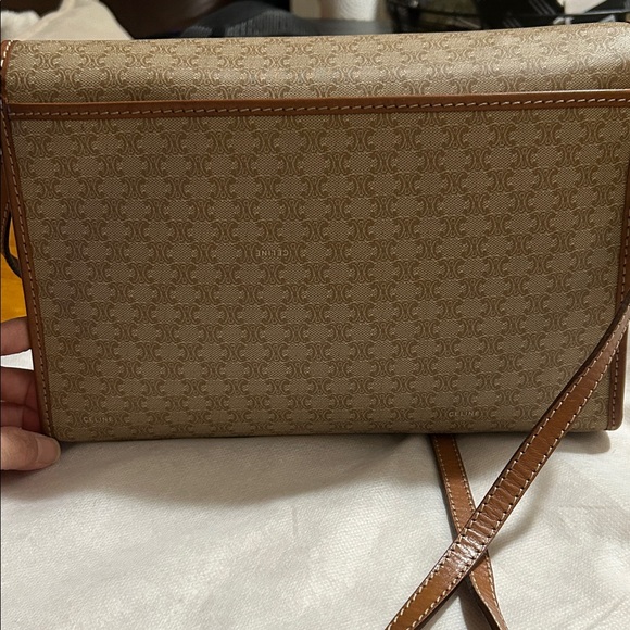 Celine Tan and Brown Monogram Messenger Bag - Picture 3 of 14
